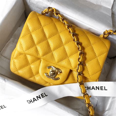 chanel square bag in yellow